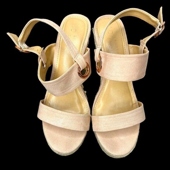 Lauren Conrad Light Pink Fabric Platform Wedge Espadrille & purse Womens Size 7M - Picture 9 of 12